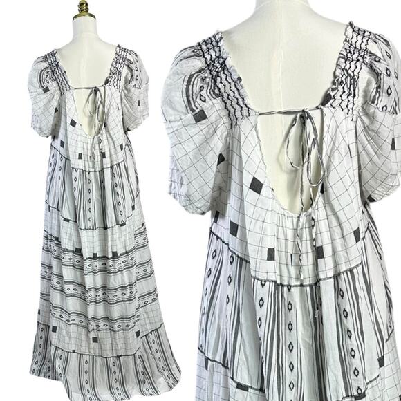 Free People Western Bohemian Jamie Embroidered Maxi Dress Size Large Ethereal - Picture 7 of 15